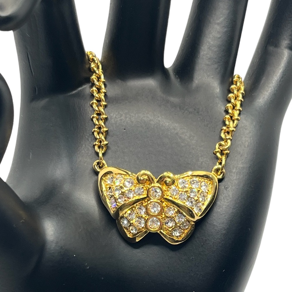 Swarovski Gold Tone Butterfly Crystal Necklace